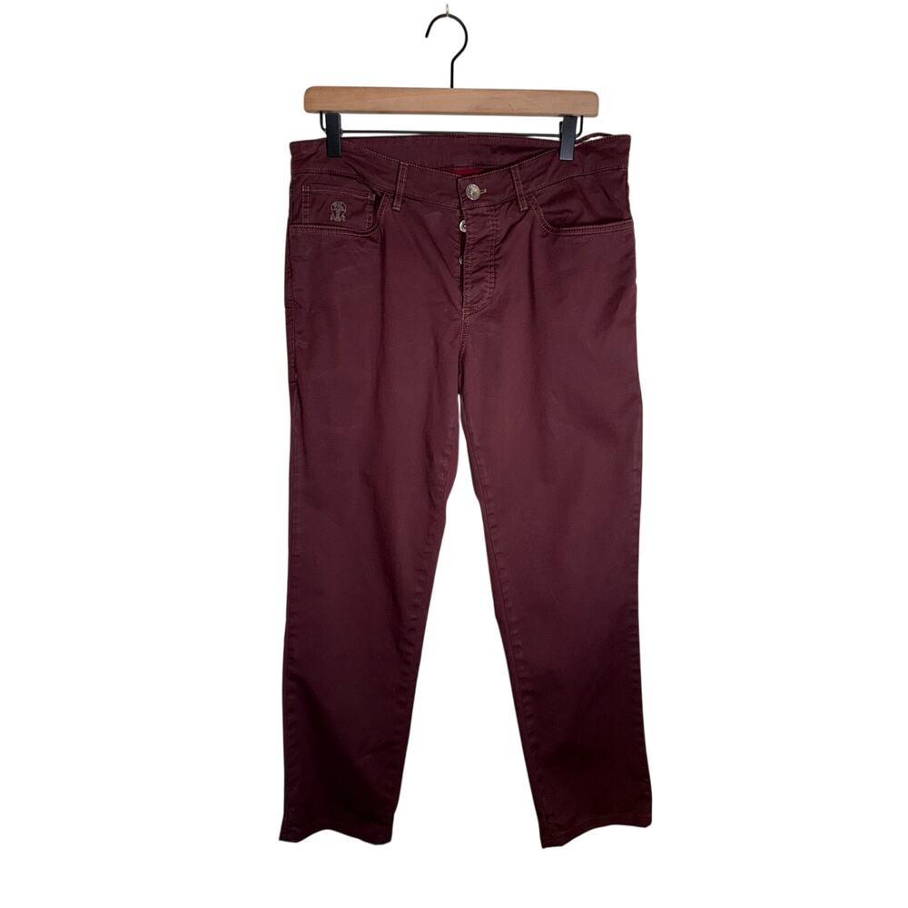 BRUNELLO CUCINELLI Slim Fit cotton button fly designer trousers 48